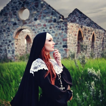 Maybe you'll be the one to save me ... <br />
I was inspired to do this session after seeing a strikingly beautiful nun. I hunted down this late 1800's old stone church in the middle of nowhere for the session and created the costume using modern and vintage fabrics and design. I love how these photos turned out! <br />
Model: Jennifer O'Flannigan <br />
MUA: Krysta Lypkie 