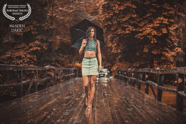 It was an unfriendly, rainy day. My model Slavica and I had imagined it to be very different. But we took it as it was and made some really great photos, especially because it was raining.<br />
This is one of my favorites. I named it "a walk in the rain".
