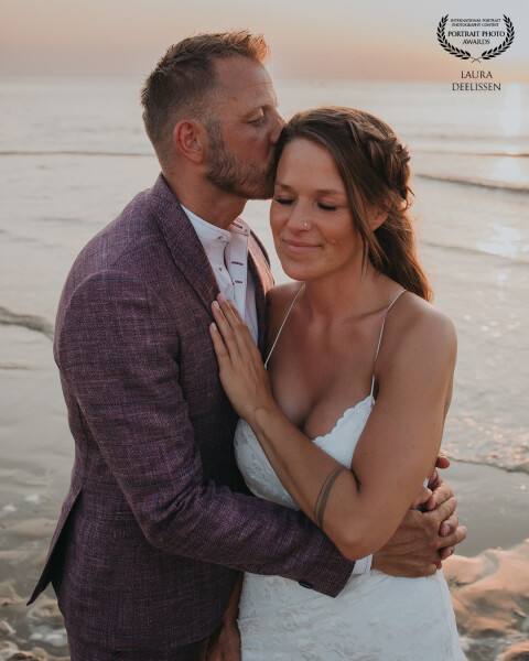 Beautiful bridal shoot during golden hour on the beach