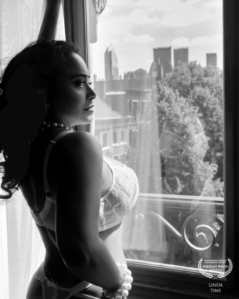 A boudoir portrait in The Hague, the Netherlands. Cinematic, intimate, real.