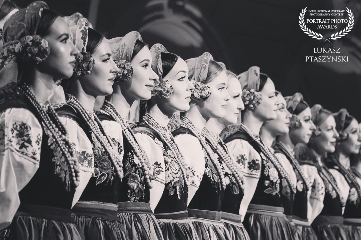 The photo was taken during the International Festival of Warsaw. Ladies on the pic belong to a famous Polish folk group, Mazowsze, who popularize traditional music and dances. During the Festival, they were performing a great concert of Polish carols.