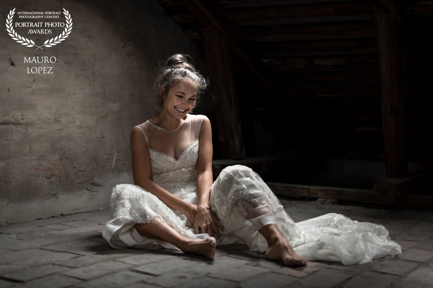 Catching emotions and memories with my friend Mia who also is a well-known make-up artist. The Location is in her attic in Stockholm city. The dress is from her wedding.