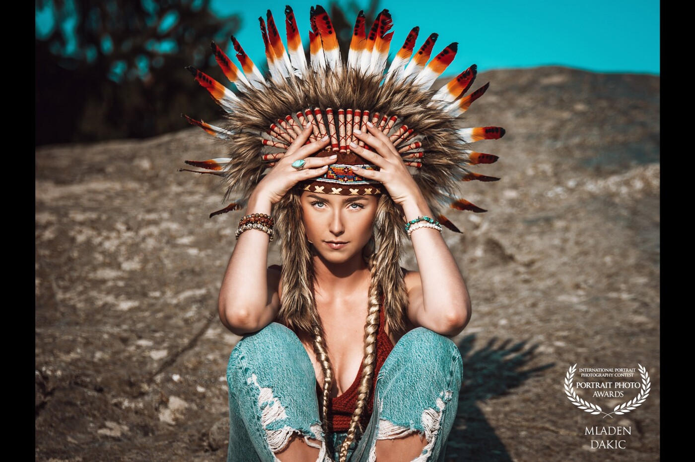 This picture is one of a lot of very cool photos of my model Jane as a north american indian squaw. That's why I named it "the squaw". Her very clear blue eyes and on this picture are absolutely electrifying.<br />
<br />
I used natural light only.