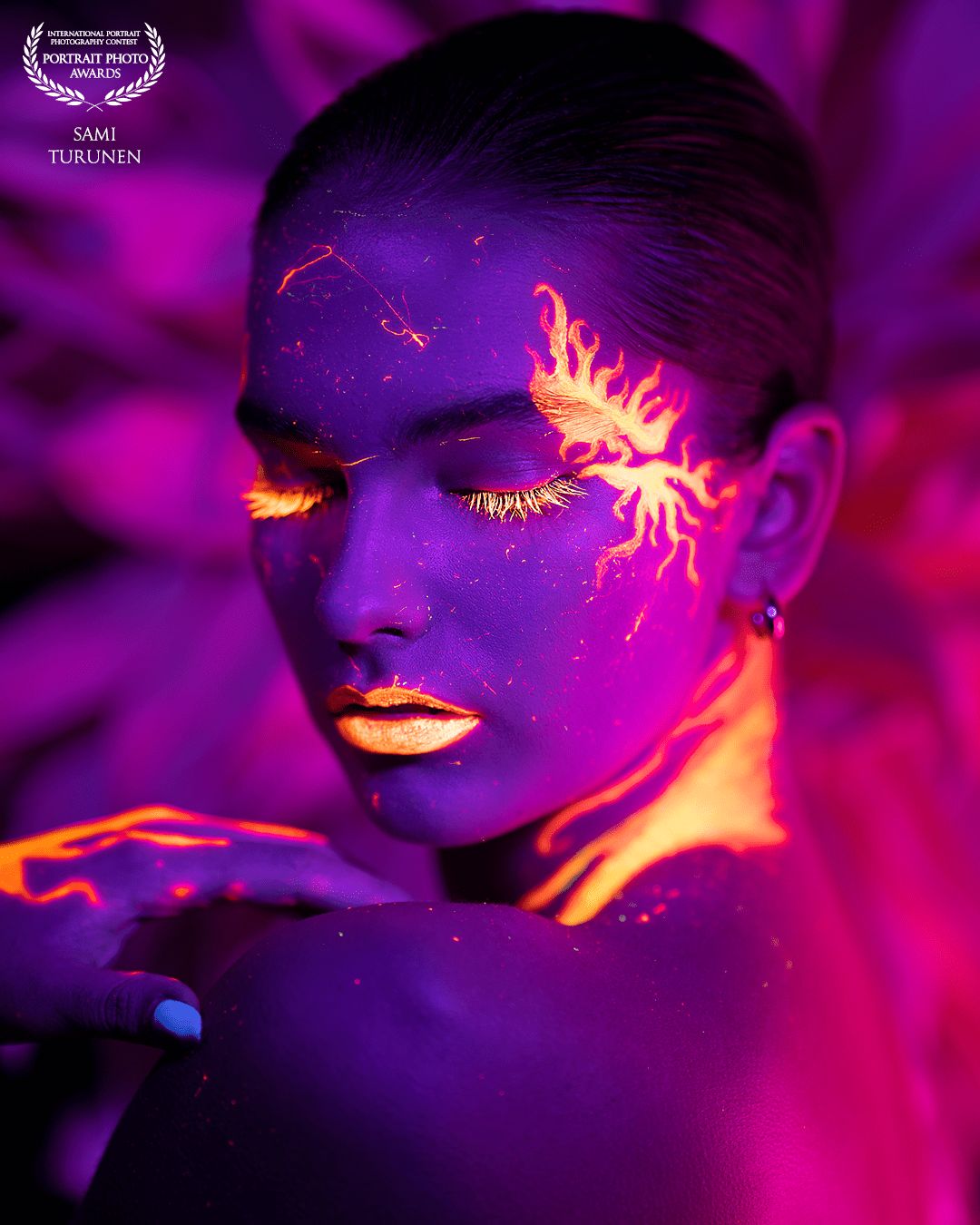 Ultraviolet photo. I used a mix of UV and RGB led light in this one. Big thanks to our stunning model Oona Antila and stylist Katarina Kantanen. Good team makes a difference.