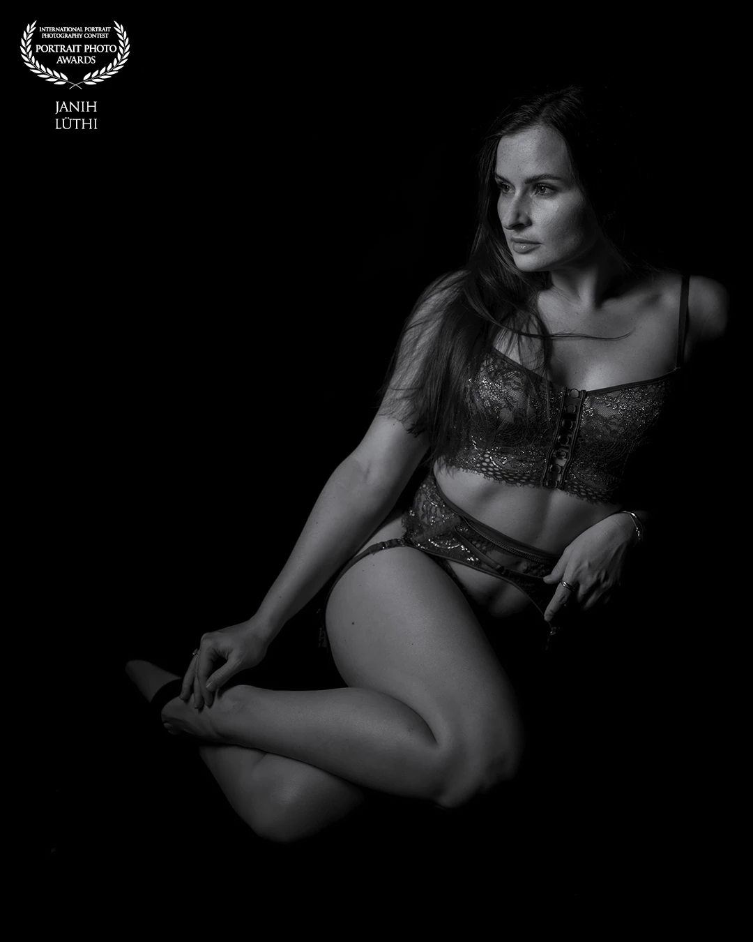 The shadows caress her skin like velvet, wrapping her in secrecy, while the lace whispers of desire. Every curve is an invitation, every line a slow unveiling of hidden fire. Her tilted head, her closed eyesβshe is not looking at the world, she is surrendering to a pulse that comes from within. Strength and softness entwine, poised between control and abandon, as if the night itself aches to taste her breath.<br />
<br />
Thank you my dear friend Kate (IG: kateryna_n_)
