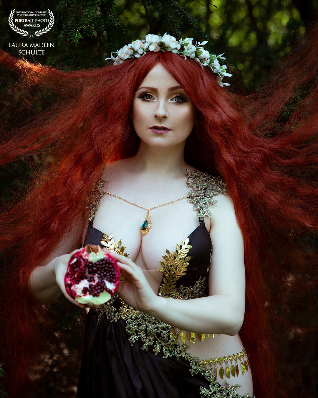 "I warned you, daughter. This scoundrel Hades is no good. You could've married the god of doctors or the god of lawyers, but no. You had to eat the pomegranate."<br />
<br />
My personal picture of Persephone.<br />
Photoshooting took place outdoor, with available light. Canon 5D Mark IV<br />
Model: Maya Lou<br />
Dress Designer Avalon Saez