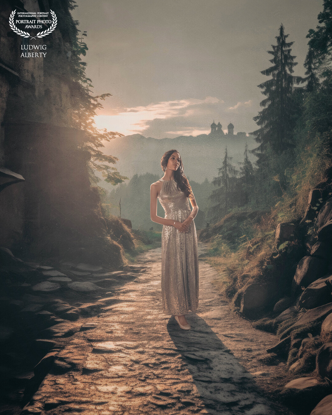 I love doing contrasted pictures. In this one, an elegant, majestic model in a outdoor created with AI, give to this picture a sense of confusion, asking, why this girl with a fancy dress is a middle of nowhere in nature?